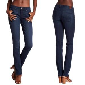 Level 99 Anthropologie Lily Skinny Straight Leg Jeans Saturn Dark Wash Size 25